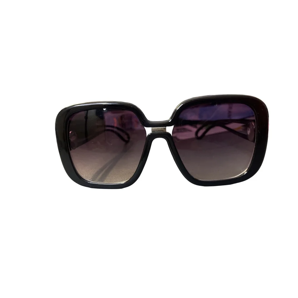 Women's Unbranded Black Square Frame Sunglasses Silver detail #9 🏷️